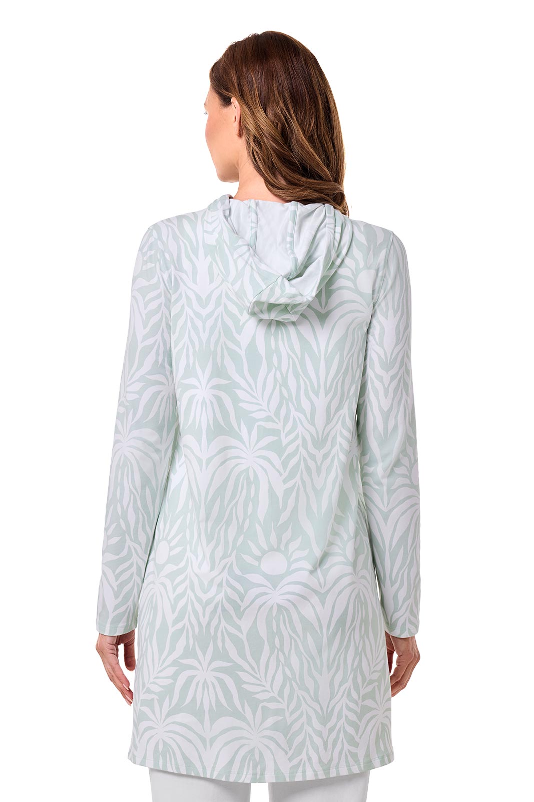 Women's Cabana Long Zip-Up Hoodie | Misty Aqua American Palm