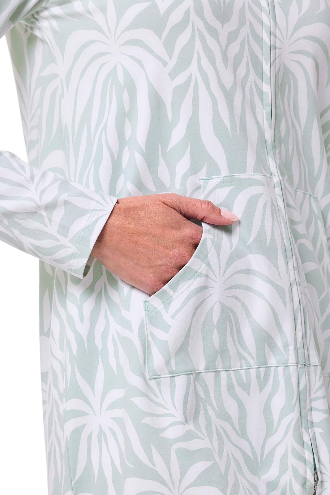 Women's Cabana Long Zip-Up Hoodie | Misty Aqua American Palm