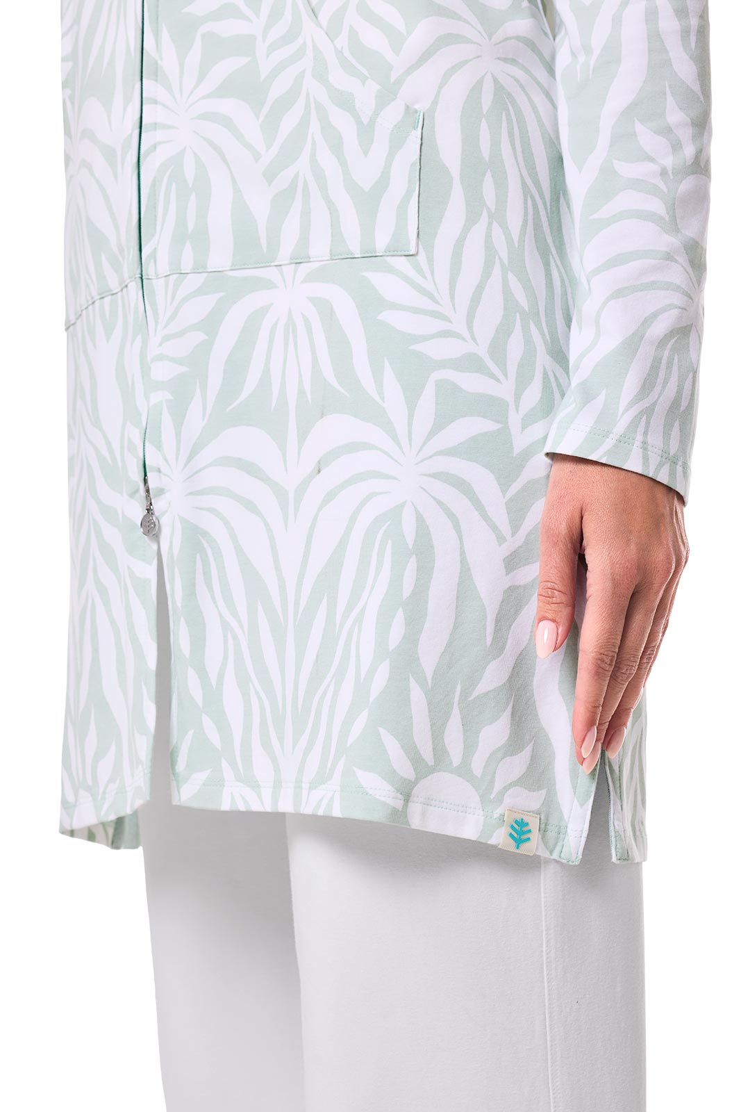 Women's Cabana Long Zip-Up Hoodie | Misty Aqua American Palm