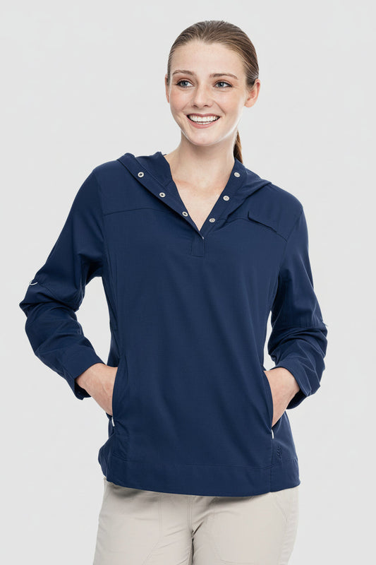 Women's Sea Spray Henley Hoodie | Navy