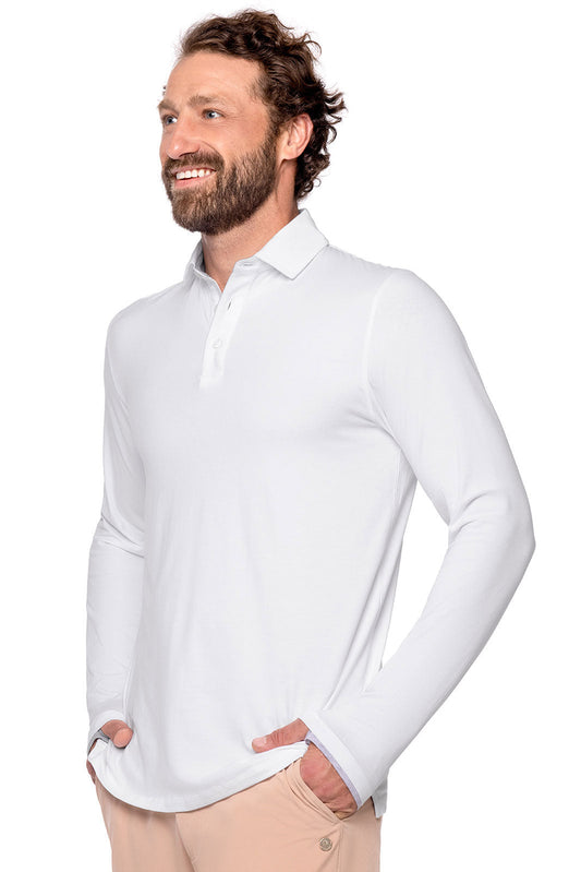 Men's Bal Harbour Long Sleeve Polo with Thumbholes | White